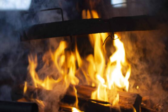 Cooking on open fire